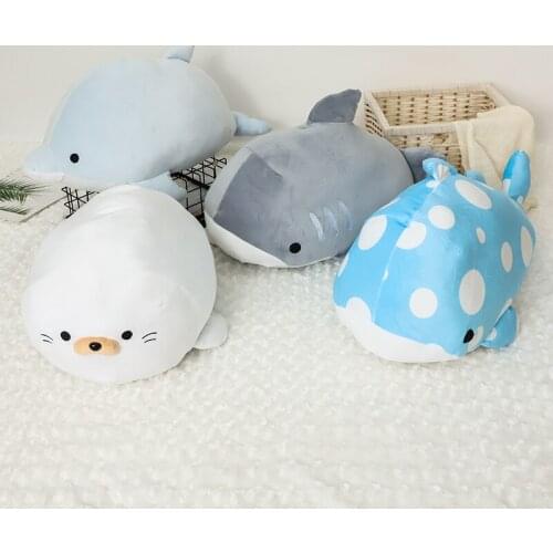 Cute Sea Animals Shark Dohpin Toys Plush Stuffered Dolls Home Pillow Sleeping Cushion Boys Girls Kids Gifts