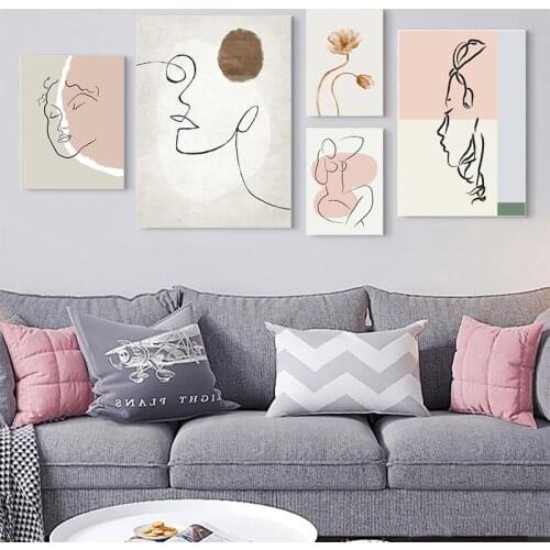 Nordic Simple Abstract Figure Picture Decor Canvas Painting Pink Art Painting Home Decoration Bedroom Living Room Wall Poster