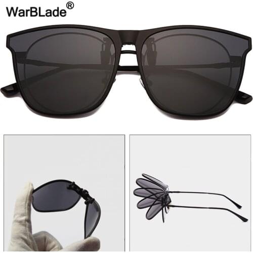 WarBlade Square Polarized Photochromic Sunglasses Lenses Clip On Sun Glasses Men Night Vision Anti-Glare Driving Goggle Eyewear