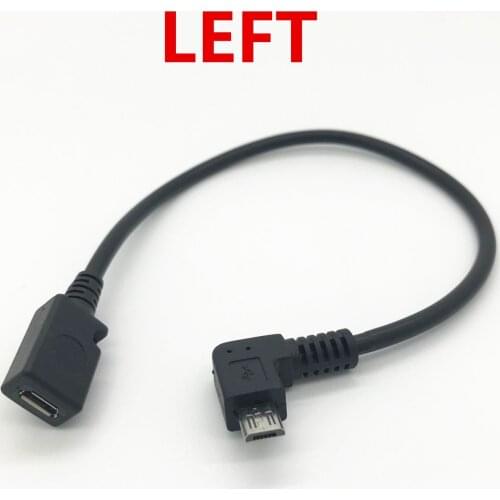 Angled 90 Degree USB Micro 5P Female Male Left Extension Cable Adapter