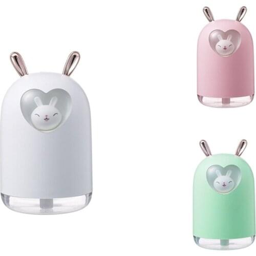 USB Humidifier 300Ml Cute Pet Ultrasonic Cool Mist Aroma Air Oil Diffuser Romantic Color LED Lamp Humidificador
