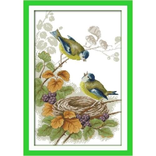 Spring birds cross stitch kit 14ct 11ct pre stamped canvas embroidery DIY handmade needlework