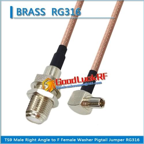 High-quality TS9 Male right Angle 90 Degree to F Female Bulkhead Washer Nut Pigtail Jumper RG316 Cable Low Loss TV 50 ohm