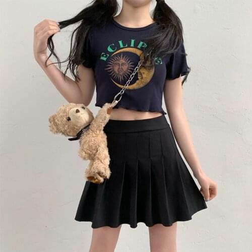 Women T Shirt Moon Printed Harajuku O-neck Lus Size Shirt T-shirt Short Sleeve Summer Pullover Casual Tee Tops