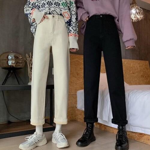 Woman Jeans Pants Pants Womens Winter Jeans High Waist Straight Pants Pantalones Vaqueros Mujer