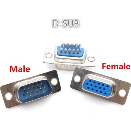 10pcs DB15 3Rows Parallel Port 15 Pin D Sub Female/Male 15 Way Wire Solder Connector DB15 Socket Plug VGA Adapter Shell Cover