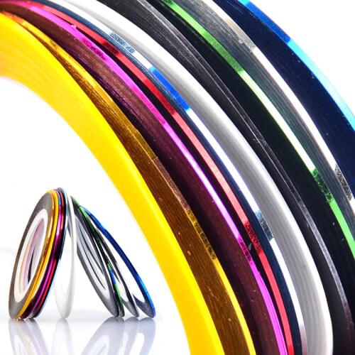 10Pcs/Lot Multicolor Mixed Colors Rolls Striping Tape Line Nail Art Decoration Sticker DIY Nail Tips Glitter Nail