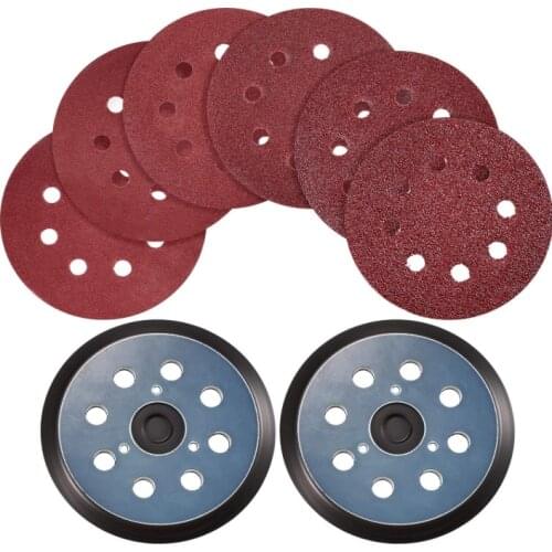 2Pcs 5 Inch 8 Hole Hook and Loop Orbital Sander Pads 30Pcs Sanding Discs Sandpaper 40 80 120 180 240 320 Grits and Porter Cable