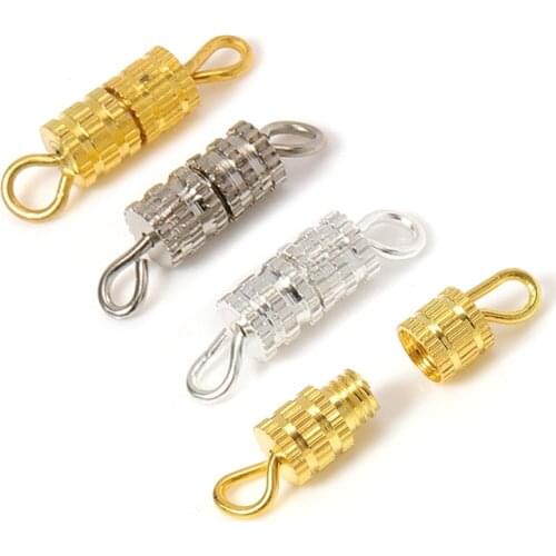 20pcs Screw Clasps for Bracelets Connectors Accessories Jewelry Making DIY Gold Silver Color Cylinder Fasteners Buckle Closed