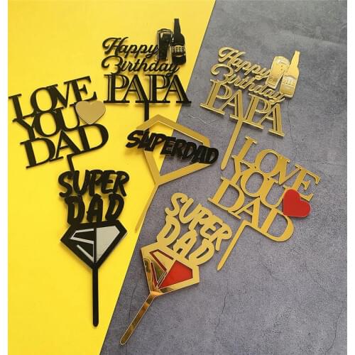 2021 Super Dad Acrylic Cake Topper Daddy Birthday Best Dad Cupcake Topper for Fathers Day Dad Birthday Party Cake Decorations