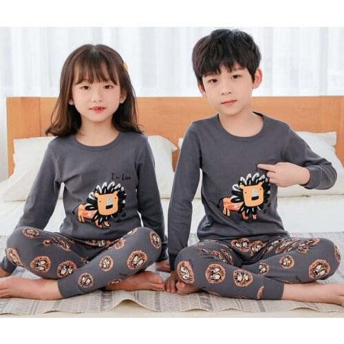 2021 Winter Boys Girls Pajamas Clothes Long Sleeve Childrens Clothing Sleepwear Cotton Pyjamas Sets For Kids 4 6 8 10 12 Years