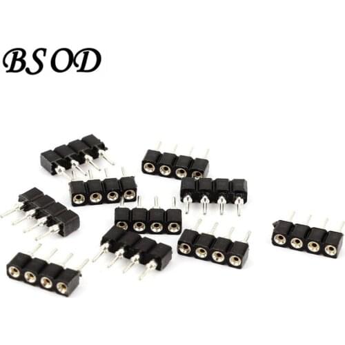 BSOD 20 Pack Copper 4 Pin Needle Connector Male to Female Type Double 10mm Accessories for LED RGB 3528 / 5050 Strip