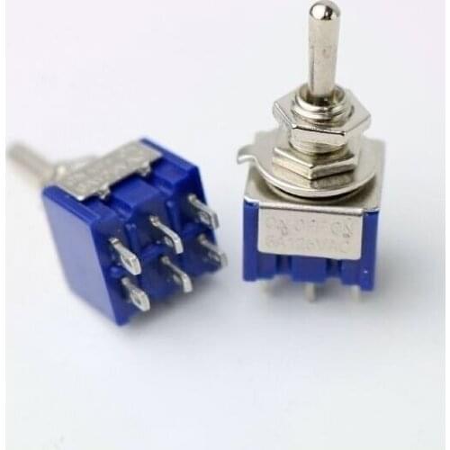 5pcs MTS-203 On/Off/On 3 Way Locking Mini Toggle Switch AC 3A 250V 6A 125V Blue S