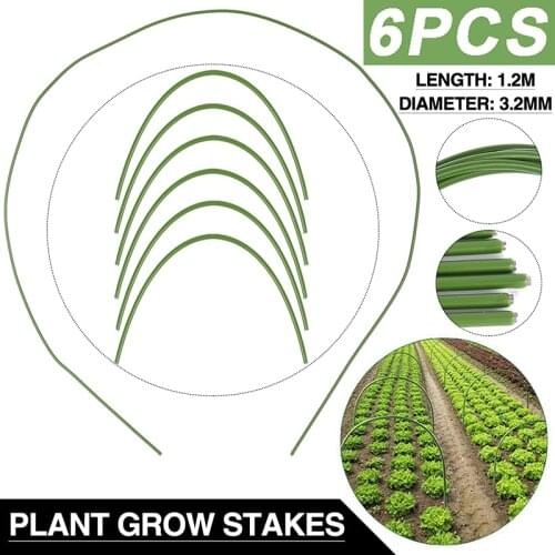 6pcs Gardening Plant Grow Support Greenhouse Hoops Tunnel Flexible Bend Stakes Flower Branch Shaping Wire Flame