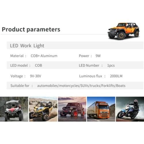 7500K LED Working Light Off road Motorcycle Replacement White Super bright