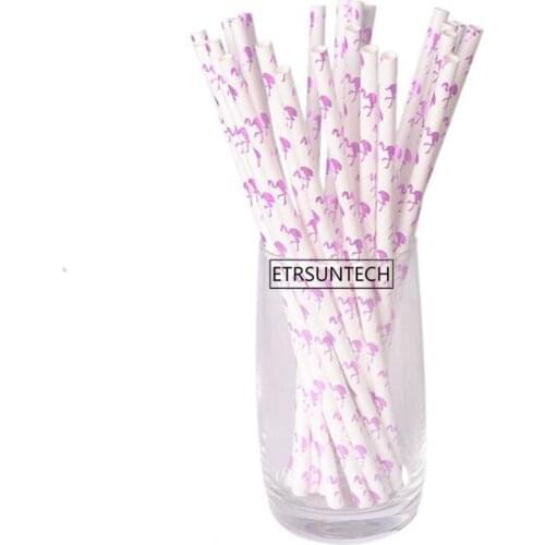Flamingo Paper Straws Flamingo Bachelorette Party Decors Foil Hot Pink Summer Pool Side Drinking Paper Straws