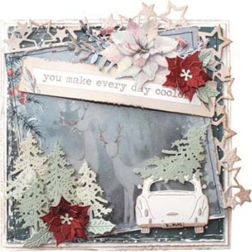 Auto Pine Tree Scrapbooking Metal Cutting Dies 3D DIY Scrapbooking Carbon Craft Die Photo Invitation Cards Decorati