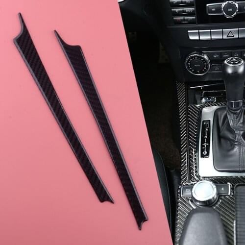 2Pcs Console Gear Shift Side Cover Trim Carbon Fiber Black Fit for Mercedes-Benz C Class W204 2007 2008 2009 2010 2011 2012 2013