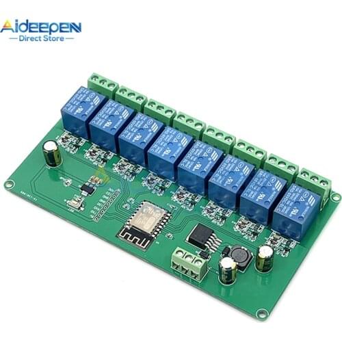 DC 5V/7-28V ESP8266 Wireless WIFI 8 Channel Relay Module ESP-12F Wifi Development Board For Arduino Smart Home Wireless Control