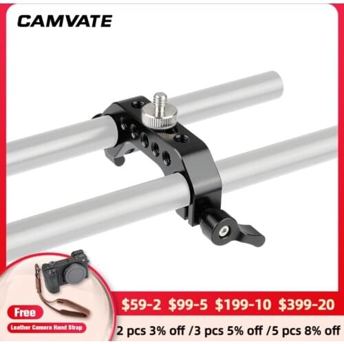CAMVATE Standard 15mm Double-Rod Bracket With Dual-Ended 1/4"-20 Male Thumbscrew Adapter For DSLR Camera LWS Rod Support System