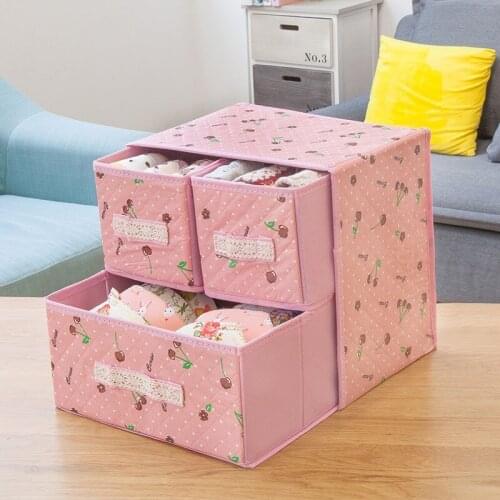 Er-Type Underwear Storage Box Bra Socks Underwear Fabric Foldable Sorting Box for Collection