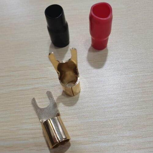 Car Audio Modified Power Amplifier Subwoofer Power Terminal U-shaped Quick Plug Fork Connector Pure Copper 0 2 4 6 8 10GA 1 Pair
