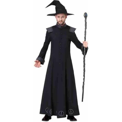 Adult Magician Costume Cloak Manteau Topcoat Cosplay Costumes Pentagram Capes Robes Hat Beanies Cloak for men halloween Holiday