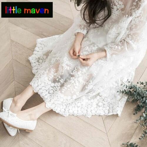 Mom Baby Girls Princess Lace Party Dress Embroidery Flower Girl Dresses Baby Full-Sleeve Wedding Pageant party costumes clothes