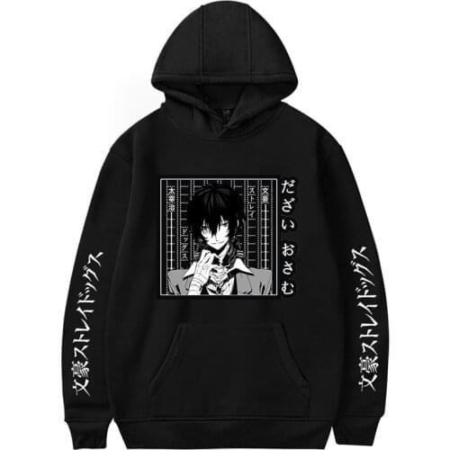 Fashion Japanese Harajuku Anime Bungo Stray Dogs Costume Men Women Long Sleeve Hoodies Sweatshirts Pullover White Black Tops 4XL