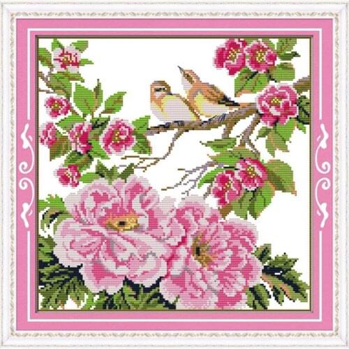 Joy Sunday Flowers and Birds Cross Stitch Kits Chinese Embroidery Counted Needlework Set Christmas Decorations for Home Bedroom