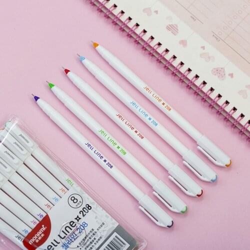 8Pcs/Set New Cute Candy Color Gel Pen Set 0.4mm Fine Point Pen Diary Planner Accessories School & Office Supplies Stationery 208