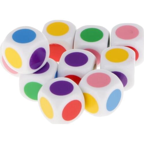 DSGS Set of 10 Pcs Dice to play with 6 colors for board games Kids table games Educational toys