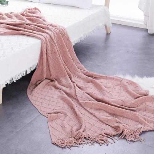 Polyester / Acrylic Throw Blanket for Travel Airplane Hotel Thread Blankets for Bed Sofa Christmas Decorations for Home
