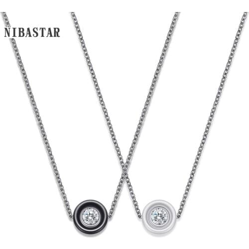 Real Ceramic Cubic Zirconia Chain Necklaces & Pendants White Fashion Crystal Ceramic Necklace Wedding Jewelry For Women
