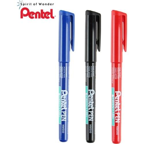 Pentel marqueur permanent GREEN-LABEL Pen Marker Pen 1mm Black/Blue/Red Colors NMS50
