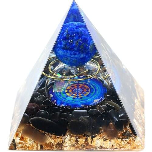 2021 Orgonite Pyramid Lapis Lazuli Sphere With Amethyst Natural Raw Rock Quartz Shimmer Spectrolite Stones Reiki Chakra Jewelry