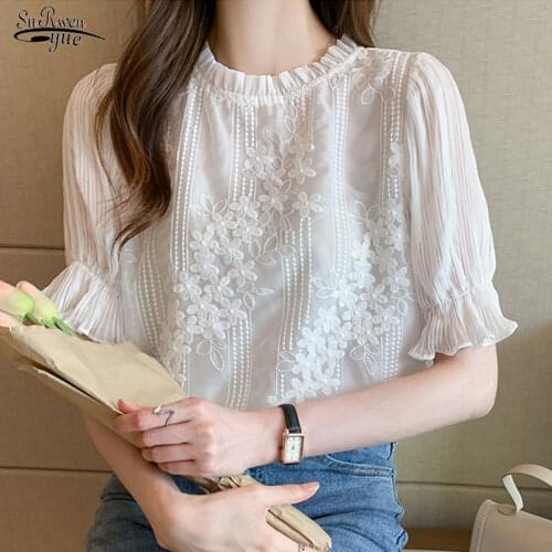 2021 New Sweet Long Sleeve Fashion Womans Blouses Printed Floral Square Collar Shirts for Woman Korean Ruffled Blouses 10311