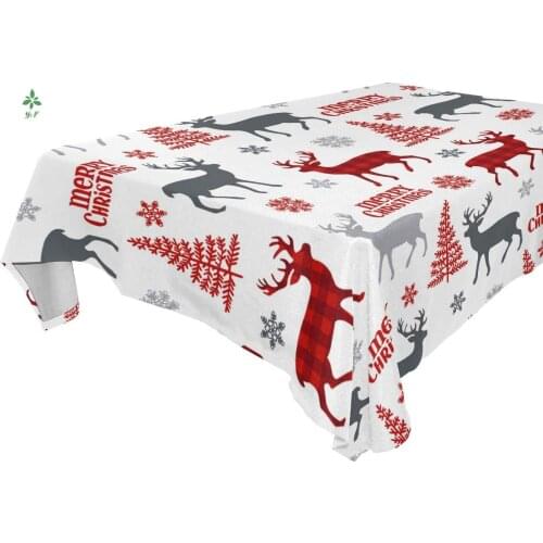 Christmas Tablecloth Reindeer Christmas Tree Snow White Table Cover Kitchen Table Decoration