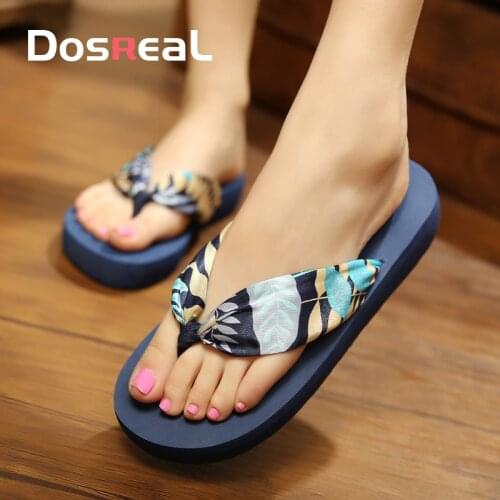 DOSTEAL New Summer Fashion Floral Women Beach Flip-Flops Non-Slip Flat Ladies Outdoor Soft Slippers Womens Simple Flip-Flop