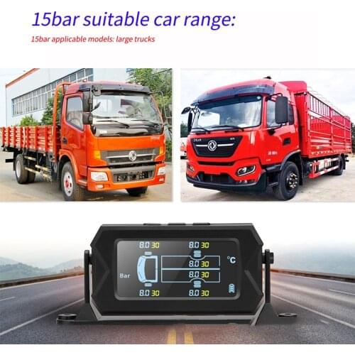 Solar Tpms Large Truck Tire Pressure Alarm Monitoring System Safety Alarm System Tire Pressure Temperature Warning For 6 Tires