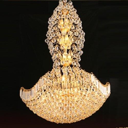 Led Gold Crystal Chandelier Royal Empire Golden Crystal chandelier Light French Crystal Ceiling Pendant Lights