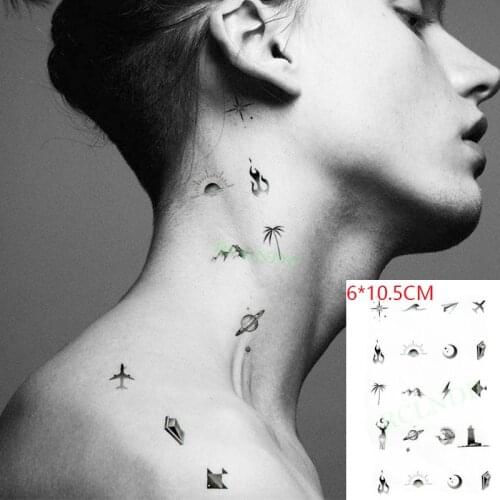 Waterproof Temporary Tattoo Sticker Moon Star Mountain Plane Flame Body Art Flash Tattoo Fake Tattoo for Women Men