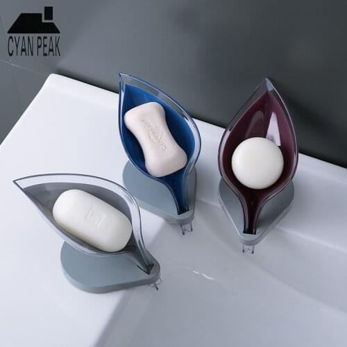 Leaf Shape Soap Box Bathroom Soap Dish Storage Non-slip Drain Soap Holder Container Plates Storage Drying Rack Bathroom Supplies
