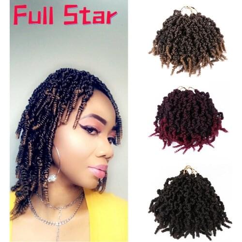 Full Star Pre-twisted Spring Twist Hair 10 inch 15 Strands Passion Twist Crochet Hair Black Brown Burgundy Ombre Braiding Hair