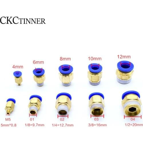 10pcs BSPT PC6-01 PC6-02 PC8-02 PC4-m5 PC10-02 Pneumatic Connectors male straight one-touch Pneumatic fittings
