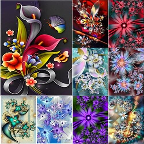 New 5D DIY Diamond Painting Full Square Round Drill Abstract Flower Cross Stitch Butterfly Diamond Embroidery Crafts Home Decor