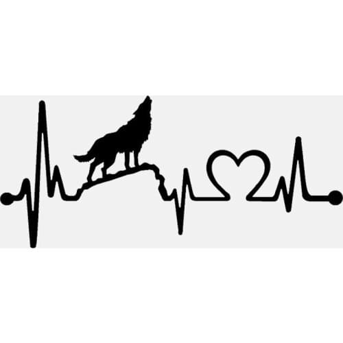 Waterproof Fun Howling Wolf Heartbeat Lifeline Car Sticker Vinyl PVC Cover Scratches Bumper Windshield KK 15cm X 7cm