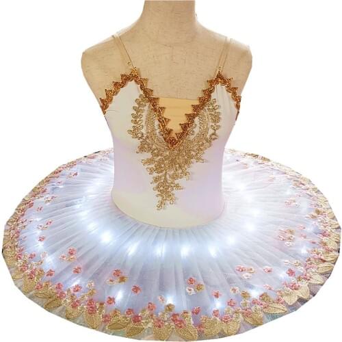 White Ballet Dress For Girls Led Light Tutu Kids Costumes Ballerina Dress Professional LED Halloween Stage Children Party Dress
