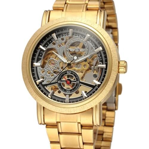 Men Mechanical Watch Montre Homme Man Watches Top Brand Luxury Leather WINNER Skeleton Design Stainless Steel Relogio Masculin