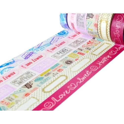 1Roll(Accept Select Design)15mm Japanese Washi Decorative Adhesive Tape Love Smile Postmark patterns Masking Paper Tape